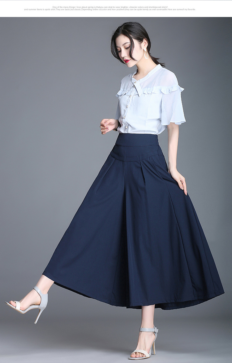 文艺复古大摆裤裙长款2019新款高腰裙裤女夏薄款宽松九分阔腿甩裤