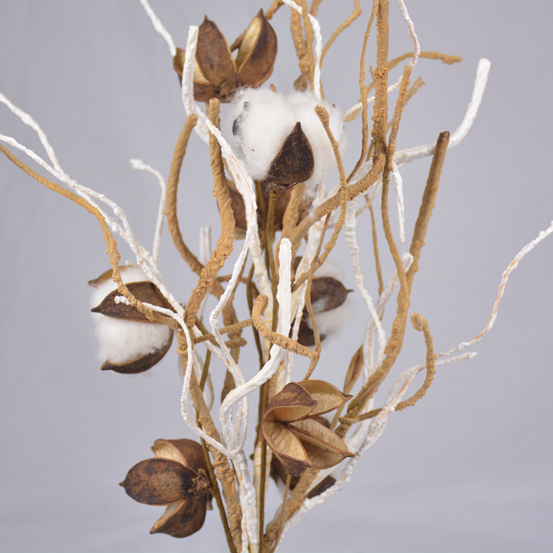 厂家批发手工棉花壳 单支多头发泡棉花 干花工艺品 家居摆设装饰