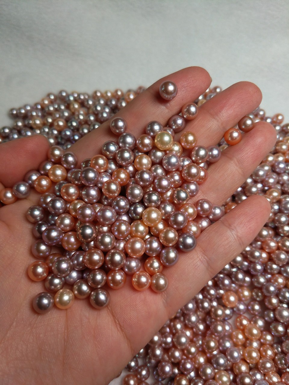 2019新品淡水珍珠6.5-7mm5a级圆珠无暇强光