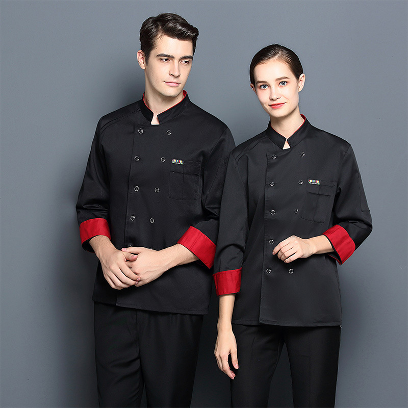 厨师工作服男女秋冬装长袖厨房餐厅酒店火锅饭店冬季加厚短袖工衣