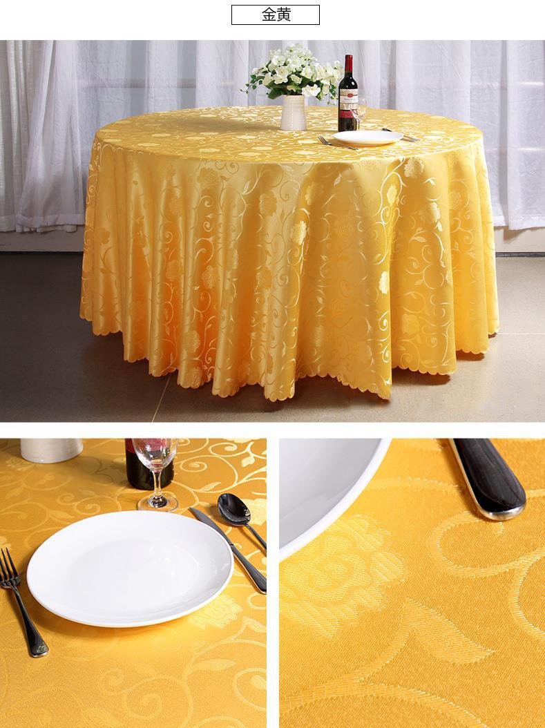 定制酒店台布婚宴会议酒席圆形方形桌布红色勾花牡丹花台裙桌裙