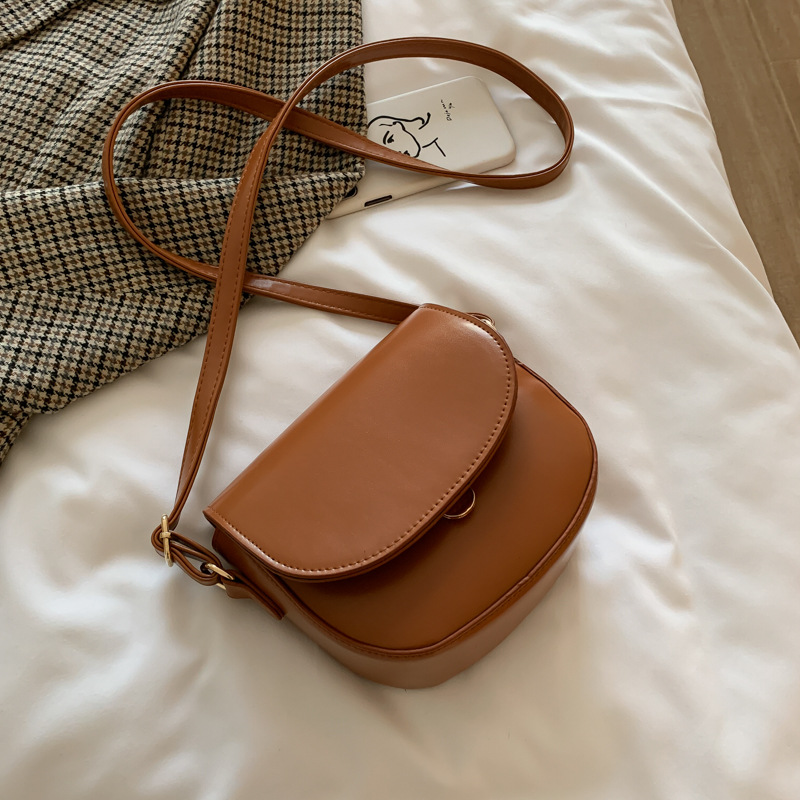 Autumn and Winter High Quality Small Bag Women's 2019 Autumn and Winter New Korean Style Crossbody Saddle Bag Fashion Solid Color Mini Shoulder Bag