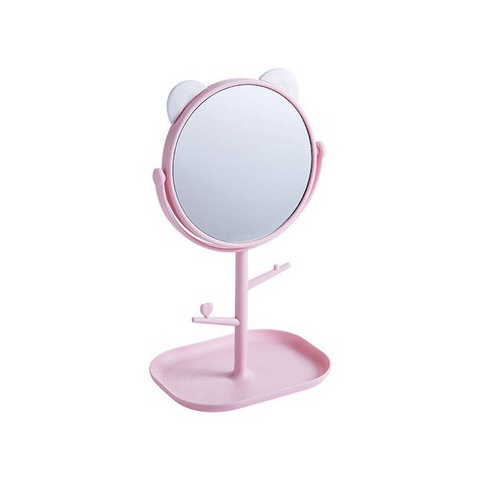 Creative Cartoon Cat Mi Ear Desktop HD Single-Sided Makeup Mirror Student Soft Girl Dormitory Desktop Storage Dressing Mirror