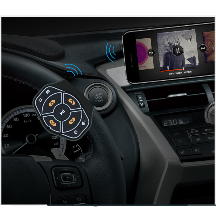 车载蓝牙控制器 新款汽车蓝牙方向盘手机遥控器 手机蓝牙遥控器