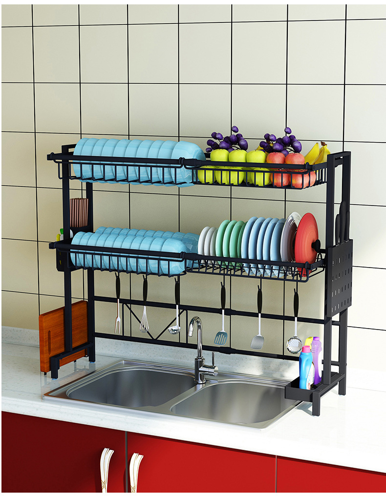 可伸缩不锈钢厨房水槽置物架晾放碗架碟筷收纳洗菜盆洗碗池沥水架