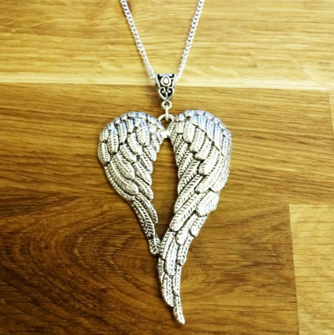 ebay欧美爆款 守护天使翅膀镀银项链 天使翅膀项链毛衣链