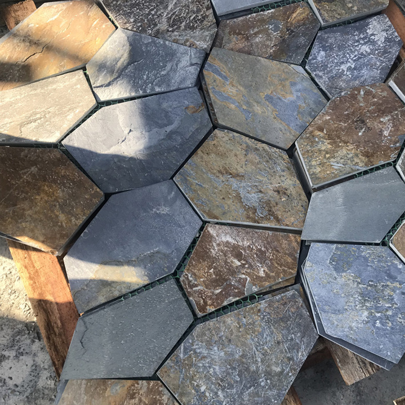 板岩乱形片石花岗岩网贴文化石庭院砖广场地砖碎拼园林石