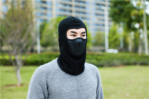 秋冬季骑车蒙面帽子男女士加厚抓绒帽户外围脖护脸面罩骑行防风帽