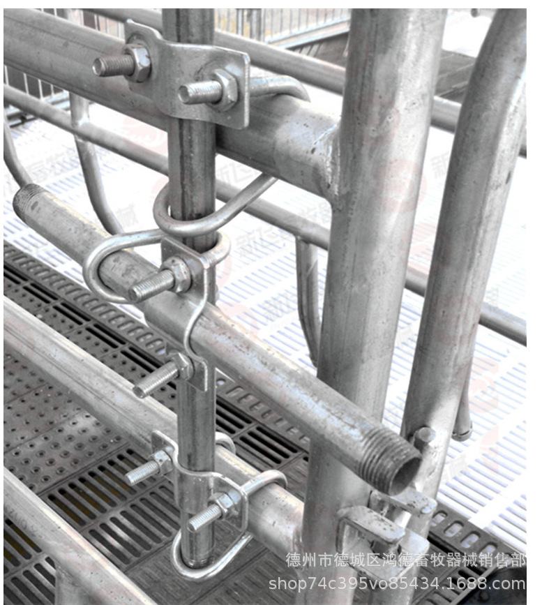 母猪十字卡扣 产床配件 十字镀锌u型管卡子 限位栏卡1寸6分4分管
