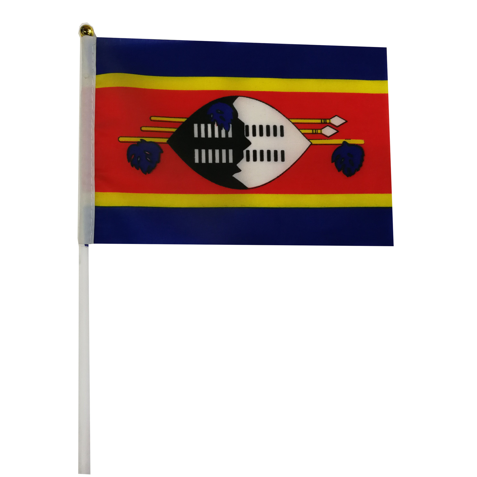 斯威士兰国旗旗帜手摇旗双面印刷涤纶布料塑料杆可来样订做厂家