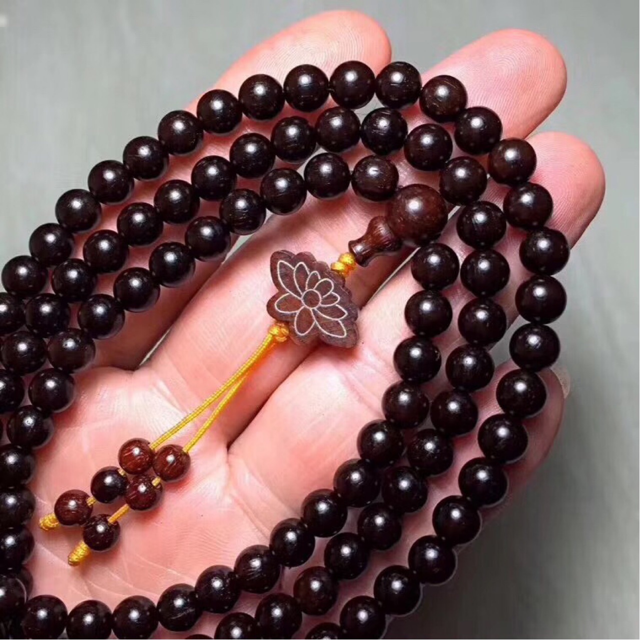 正宗印度小叶紫檀手链,搭配小叶紫檀镶银丝背云