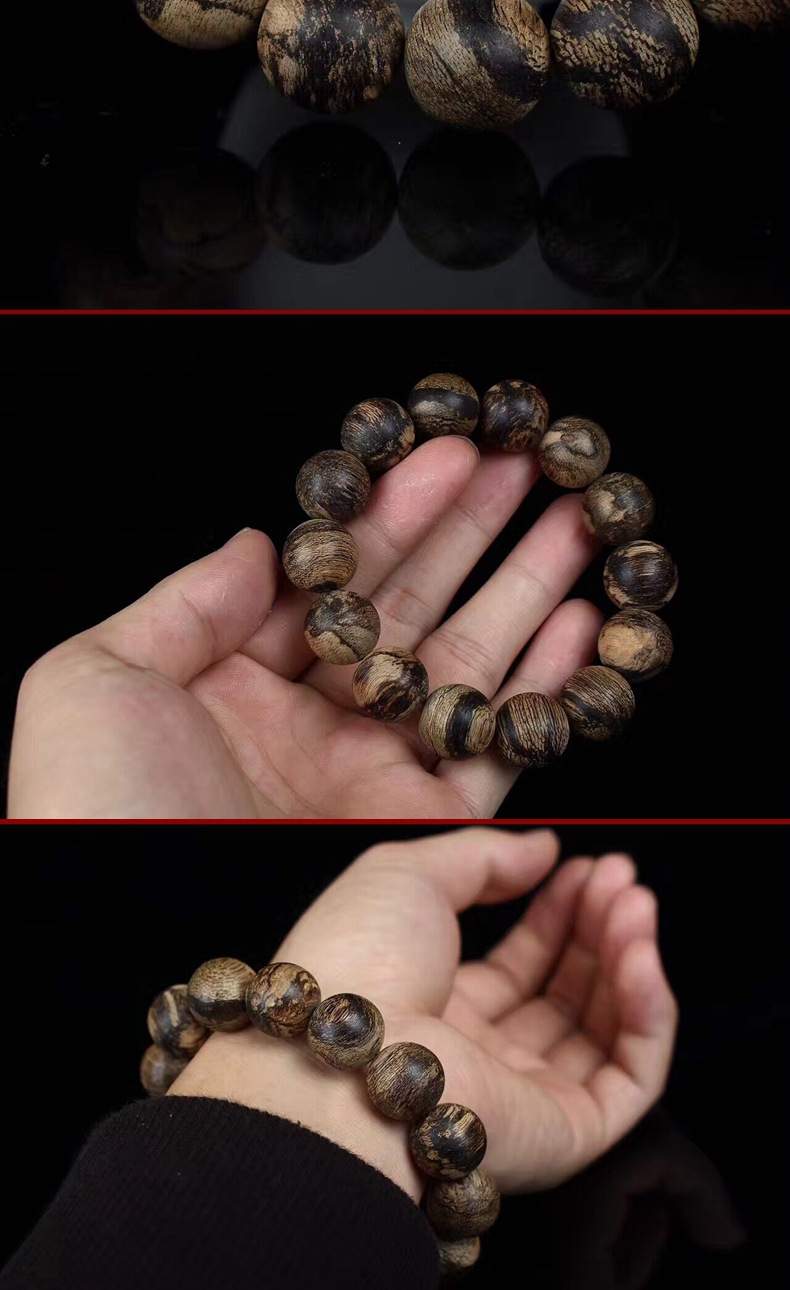 【霸气软丝】正宗文莱蛇皮纹沉香手串佛珠手链16mm*14颗 蜜香四溢