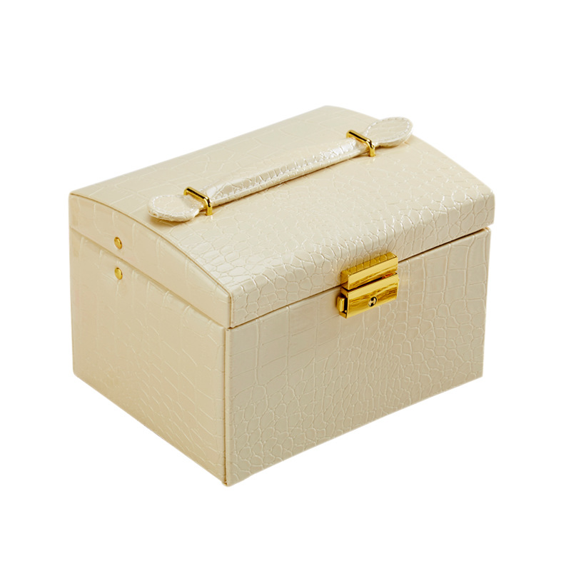 Cross-Border Portable Jewelry Box Pu Small Arch European-Style Three-Layer Drawer Necklace Ring Hand Jewelry Jewelry Storage Box