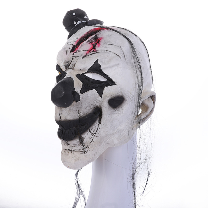 万圣节搞怪小丑面具批发 黑白恶搞恐怖整人面具 化妆舞会表演道具