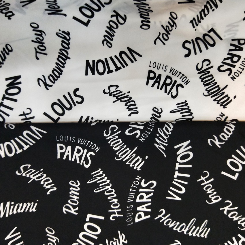 夏季太妃段平纹段破卡英文字母印花布料连衣裙女装衬衫裙子面料