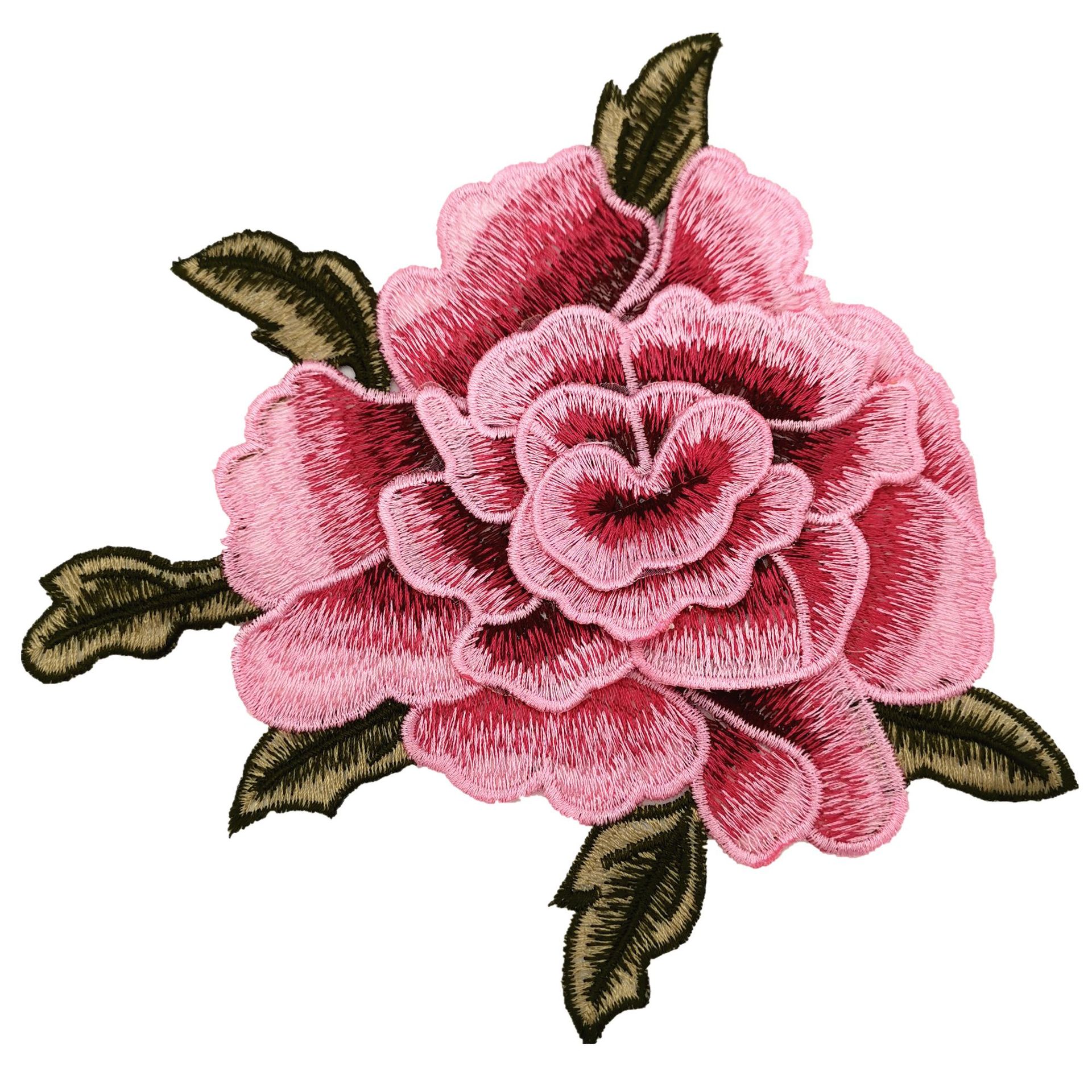 立体牡丹花电脑水溶刺绣布贴衣服补丁贴花 服装设计装饰辅料手缝