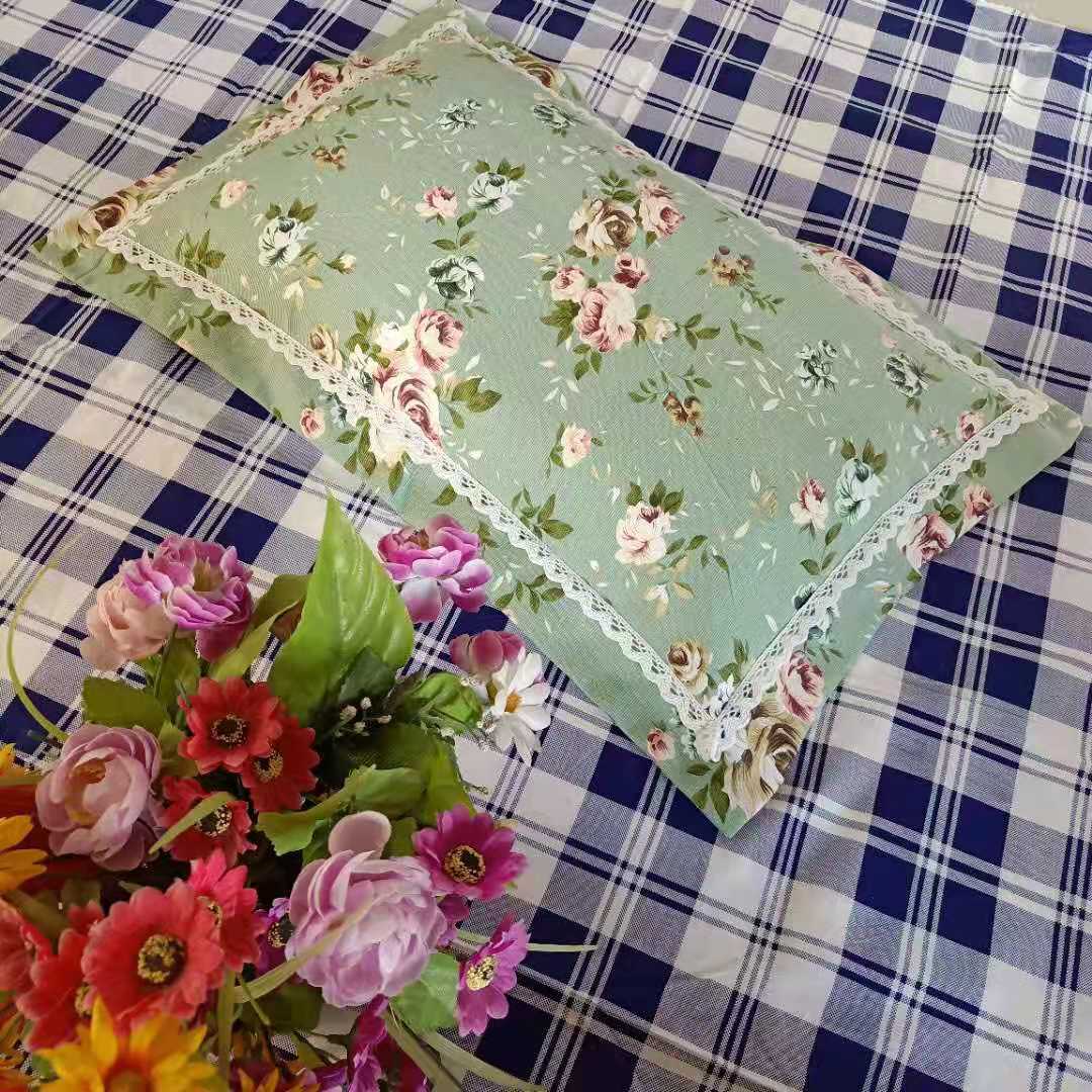 潮音小花边枕头老粗布枕头成人小米壳/荞麦皮单人枕芯枕套展会