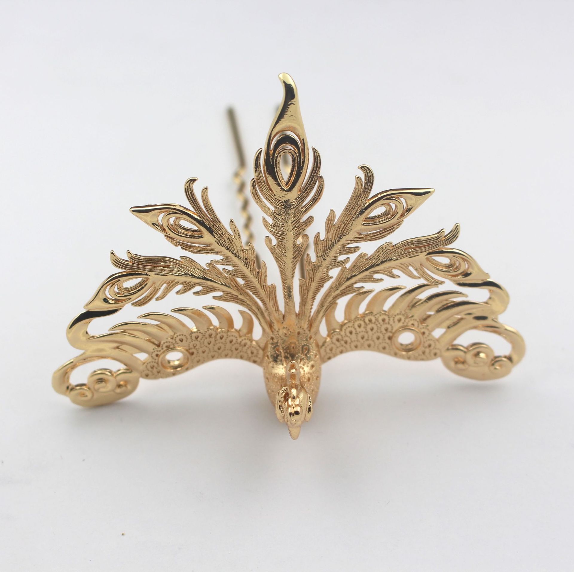 古风铸铜立体大凤凰发冠发钗发簪 凤冠头饰材料配件