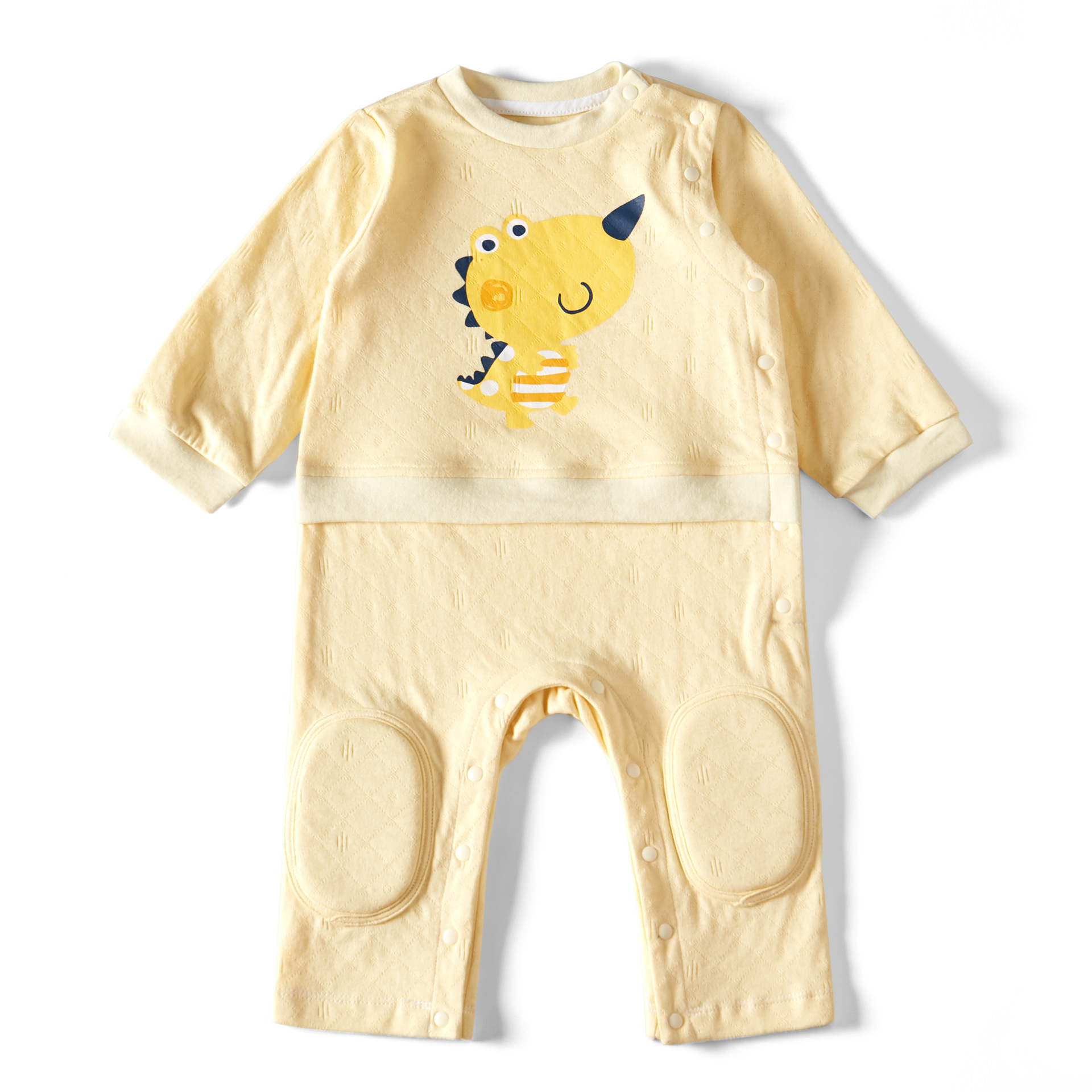 婴幼儿爬服秋装新款2019宝宝服装纯棉小恐龙连体衣秋冬外出防护服