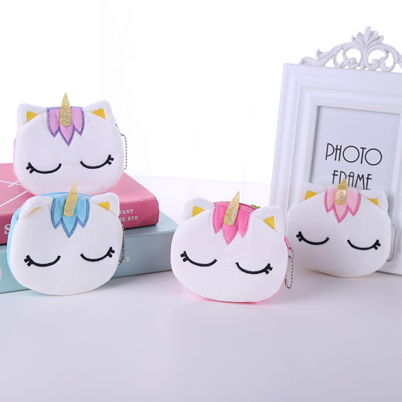 Plush Unicorn Coin Purse Cartoon Child Bag Earphone USB Cable Storage Bag