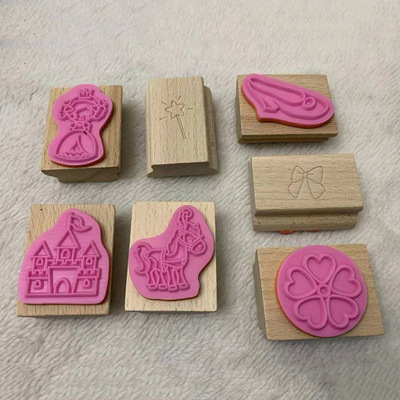 儿童木头印章玩具定制 diy手工用印成品图章动物卡通图案印章定做