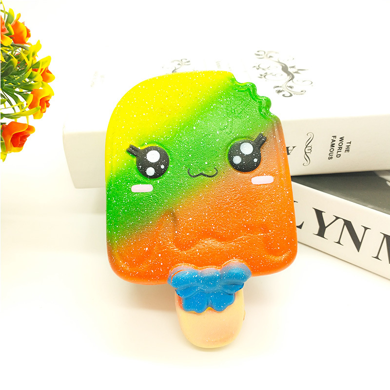 squishy雪糕慢回弹仿真慢回弹雪糕解压玩具 pu炫彩冰激凌雪糕玩具
