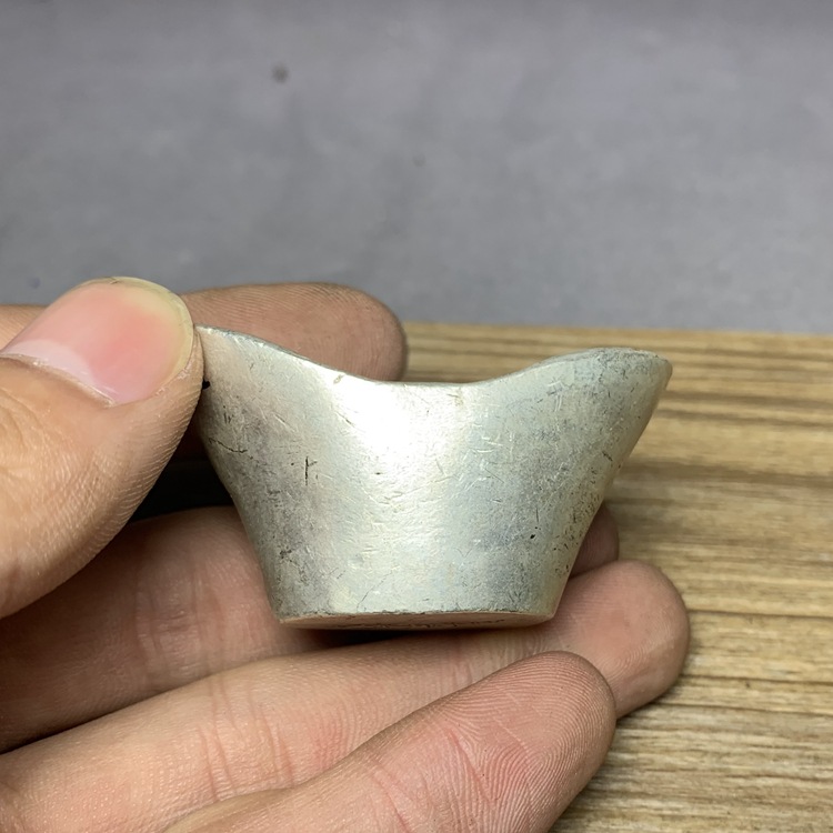 古玩仿古清朝足银二两银元宝银子实心银锭子小银元古钱币摆件道具