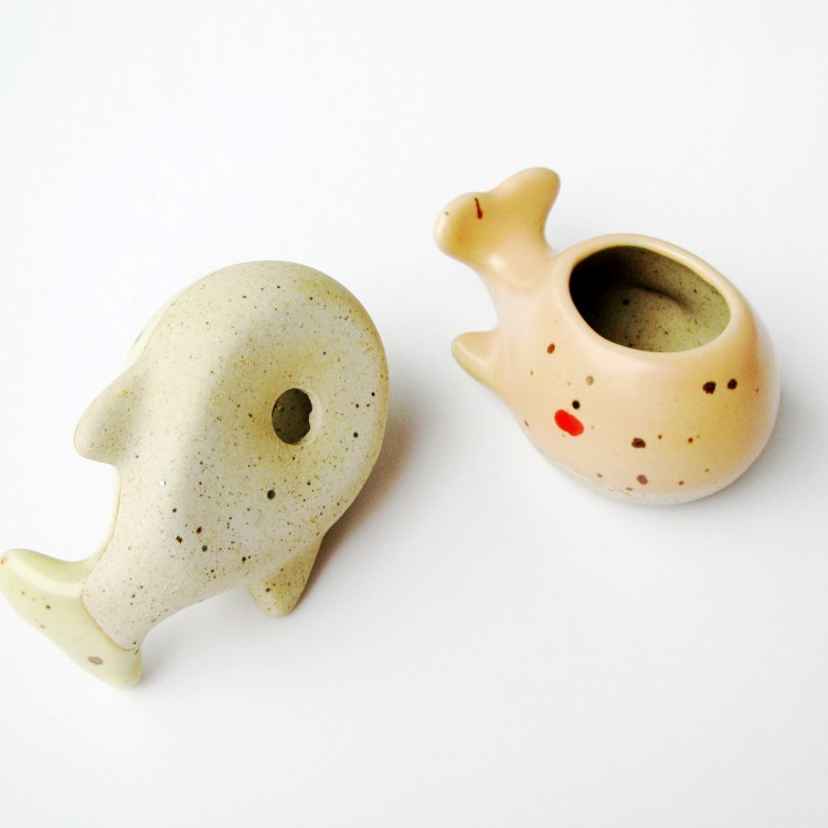 可爱小鲸鱼多肉花盆迷你手绘拇指花盆控型景德镇陶瓷花盆批发