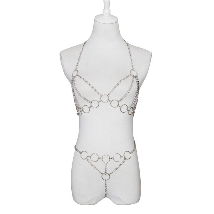 另类情趣内衣 夜店角色扮演女仆 金属铁链衣制服捆绑衣服套装批发