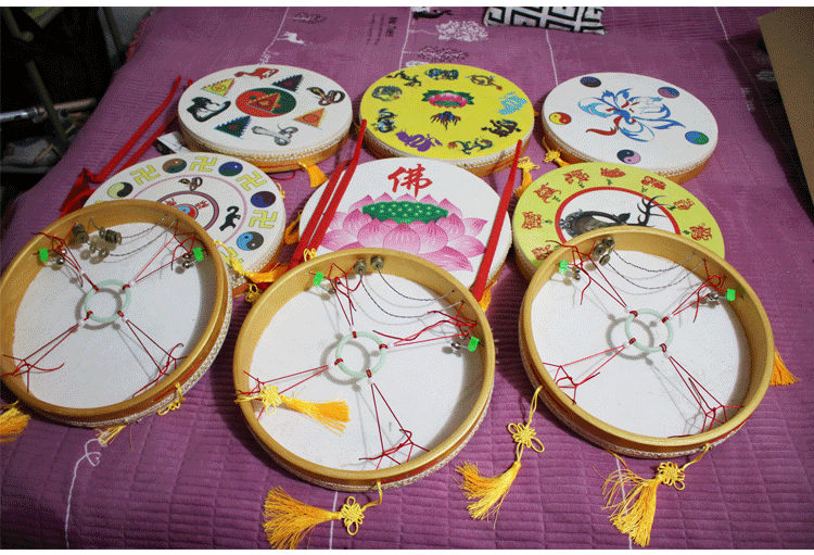 包邮30cm40cm50cm羊皮鼓单面鼓萨满鼓跳大神鼓二神鼓文王鼓送鼓鞭