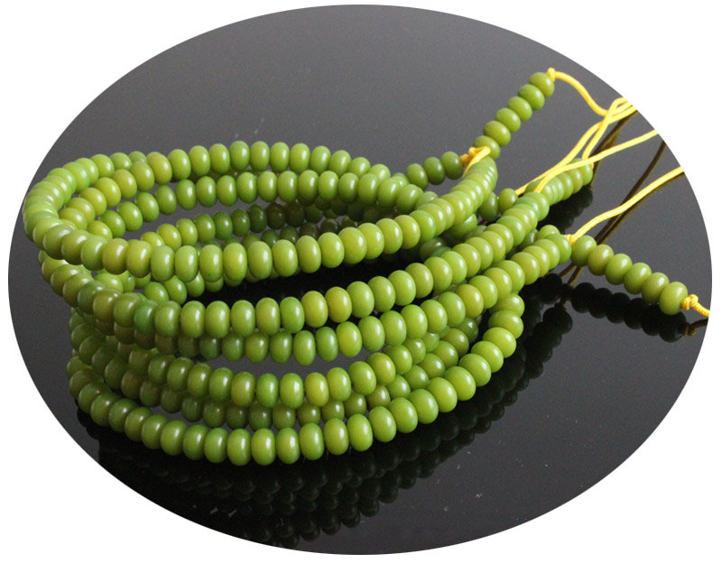 恒信艺品染色绿菩提根算盘珠苹果圆桶珠草绿色菩提根佛珠108颗