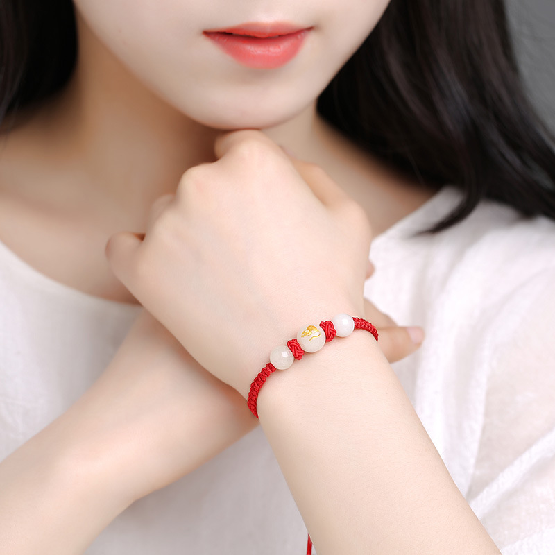 Wholesale Luminous Beads Twelve Zodiac Red Rope Bracelet Hand-Woven Agate Men and Women Couple Lucky Bracelet