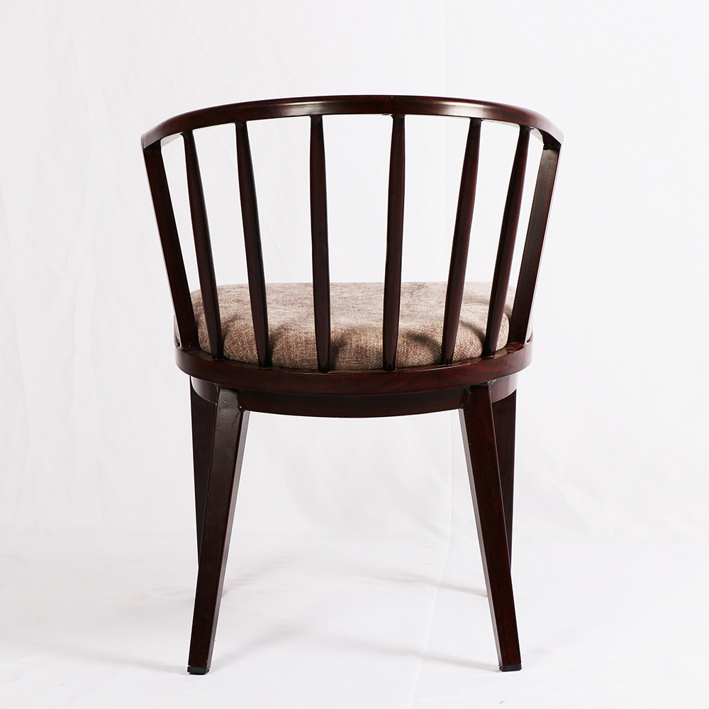 铝合金仿木榉木温莎椅麻布软包围椅休闲咖啡厅金属北欧餐椅批发