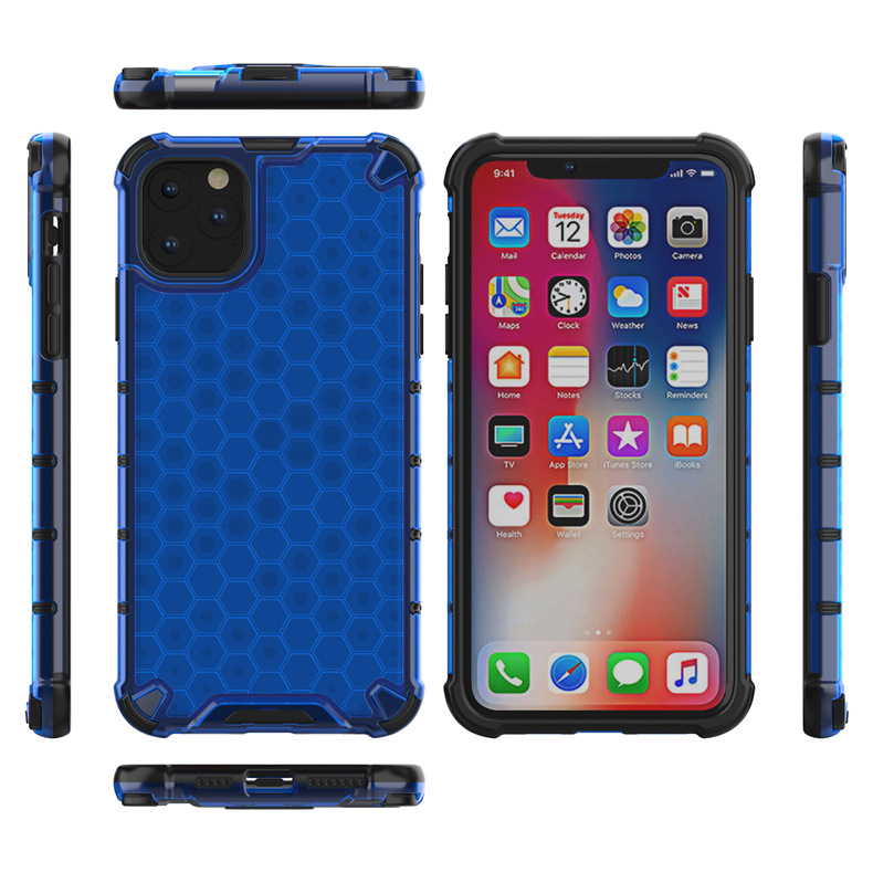 跨境适用iphone12pro max蜂巢四角防摔手机壳 7plus透明保护套