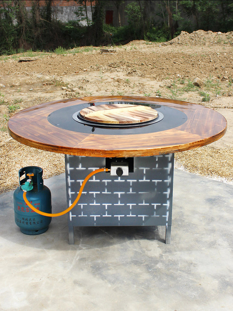 大锅台煤气灶柴火鸡灶台室内农家乐地锅鸡铁锅炖灶台桌商用无烟