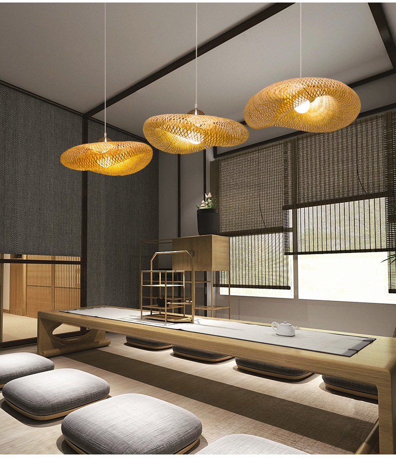 竹编吊灯茶室禅意灯新中式民宿田园灯东南亚风格日式茶楼竹艺灯具