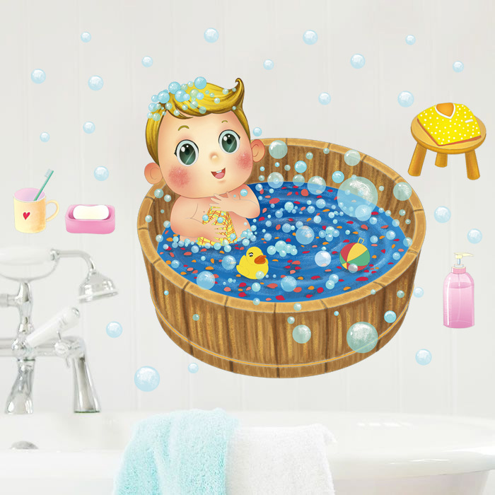 墙贴花瓣浴宝宝浴室卫生间儿童房男女幼儿园卡通贴纸贴画装饰性