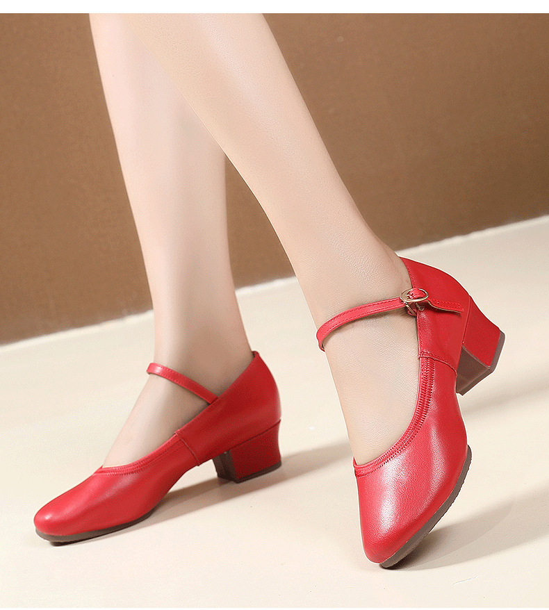 批发全牛皮四季女士中老年广场舞鞋女软底舞蹈鞋跳舞鞋子一件代发