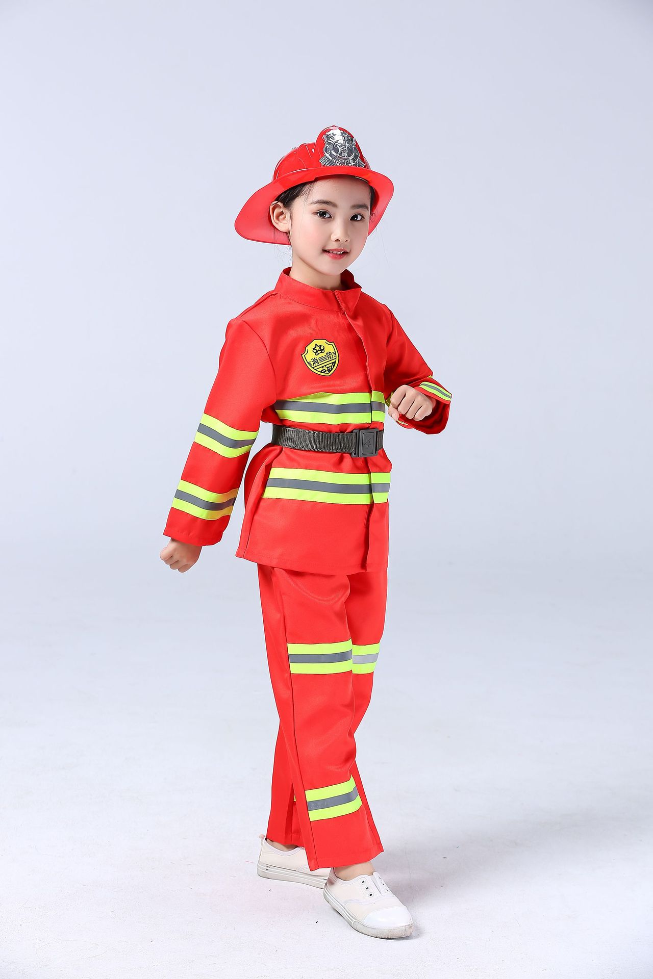 儿童消防服装职业体验幼儿园消防玩具小孩消防员衣服表演出服套装
