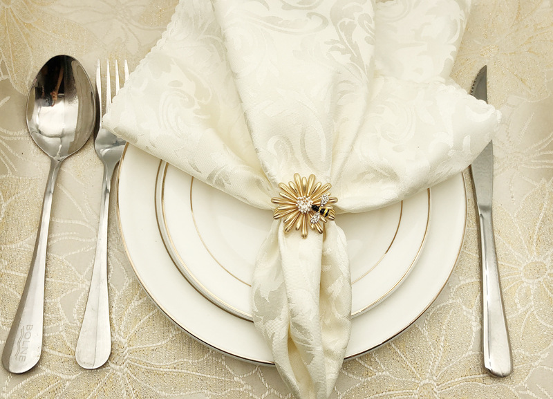 西餐酒店哑金菊花蜂蜜餐巾扣餐巾环餐巾圈口布圈毛巾扣批发