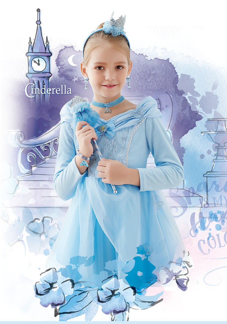 杰克仕正版睡美人爱洛仙蒂公主裙秋冬款连衣裙魔法棒发卡套装礼物