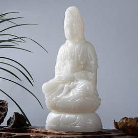 厂价直销  阿富汗白玉观音菩萨摆件 汉白玉如意观音家居摆件