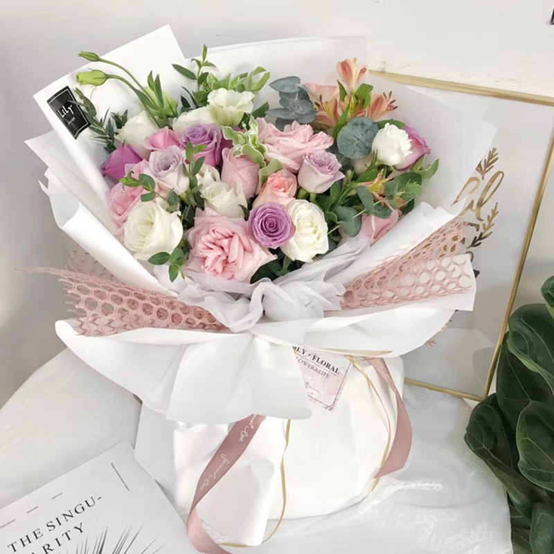 情人节韩式鲜花包装纸双色欧雅纸雾面纸防水花束包装礼品包装材料