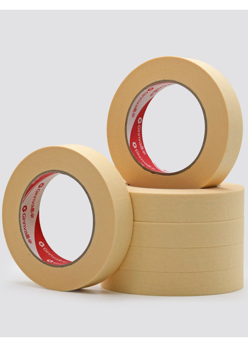 高粘美纹纸胶带批发 米黄色汽车喷漆烤漆遮蔽保护皱纹纸美纹胶