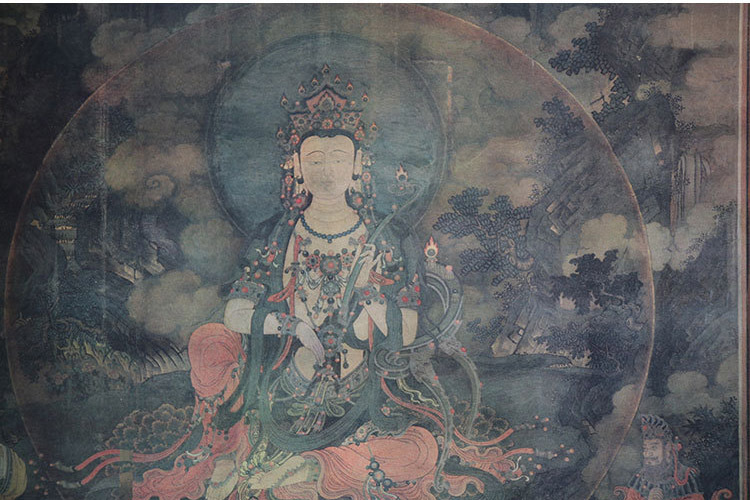 普贤菩萨阿弥陀佛西方三圣法海寺壁画佛教供奉收藏礼品佛像画结缘