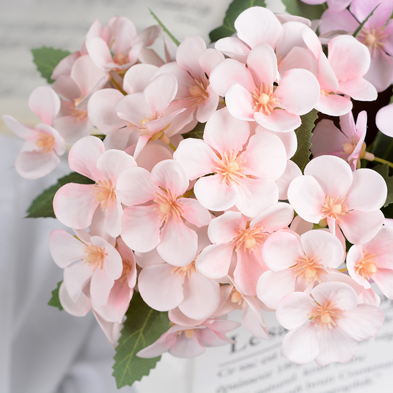 小把花5叉海棠花 跨境货源仿真花厂家家居装饰婚庆假花绢花人造花