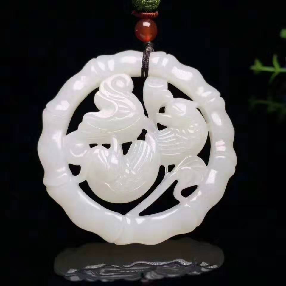 天然玉器白玉新疆和田玉吊坠情侣款鸳鸯玉佩精雕款厂家批发