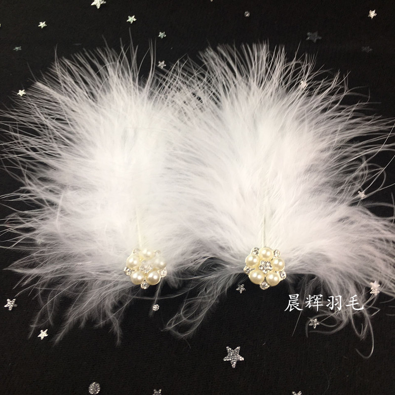 超仙白色羽毛头饰网红发夹婚纱日常拍照个性甜美羽毛发饰