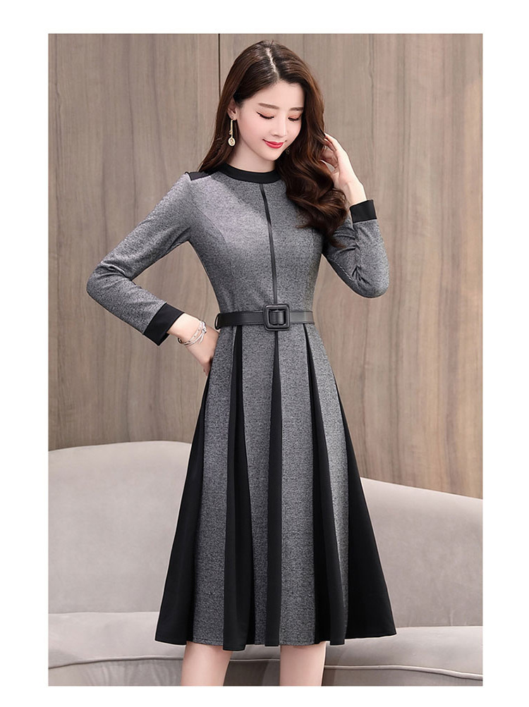 毛呢阔太太连衣裙女秋冬2019新款女装秋装高贵过膝配大衣的长裙子