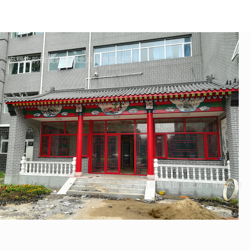 四合院古建彩绘门楼工程 仿古木制门楼定制 承接北京中式装饰工程